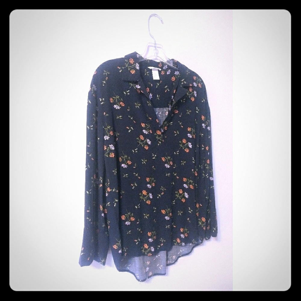 H&M Floral Blouse SZ XS E8